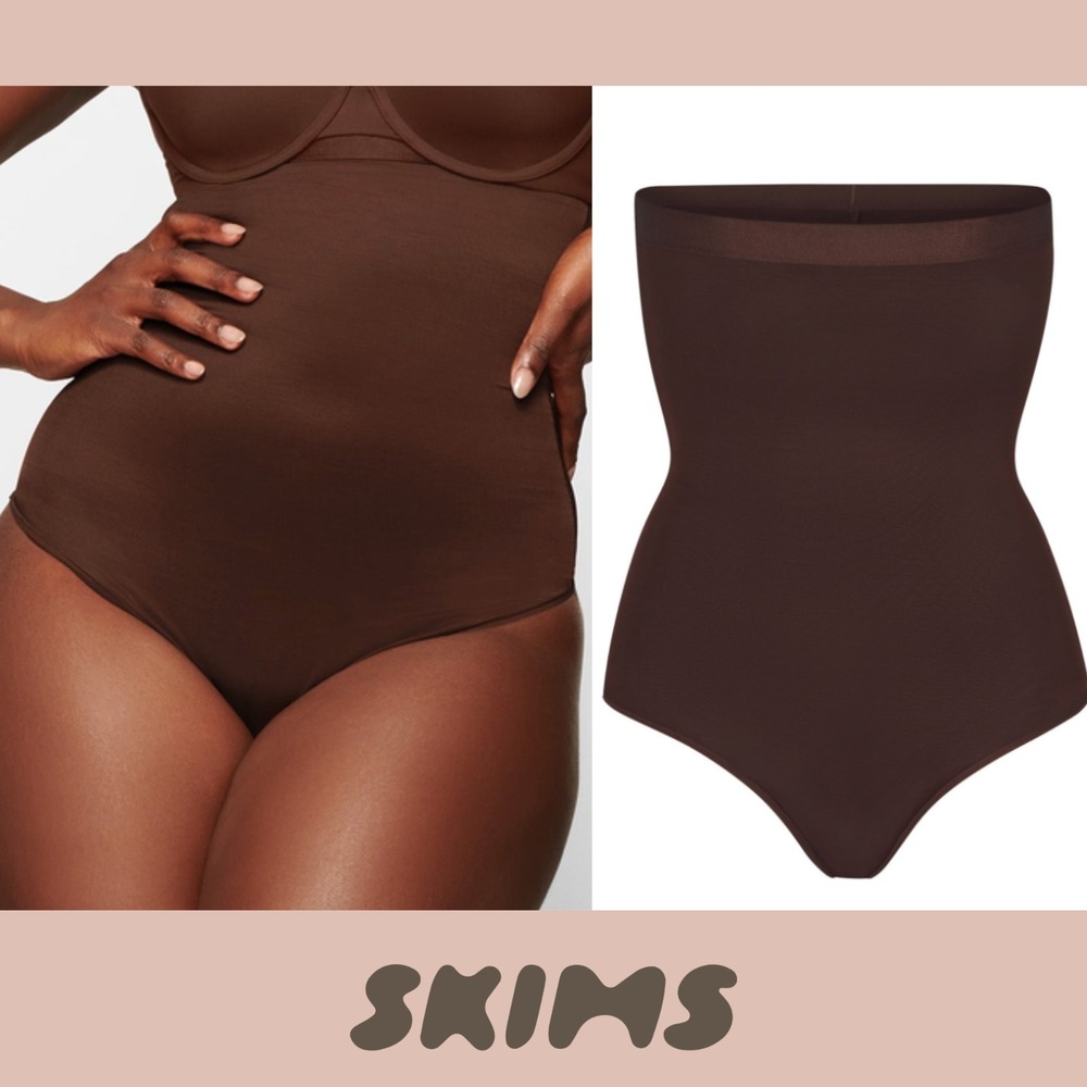 NEW $42 SKIMS [ Medium ] Mesh‎ High Waist Simply Bare Thong Shaper Cocoa T2125